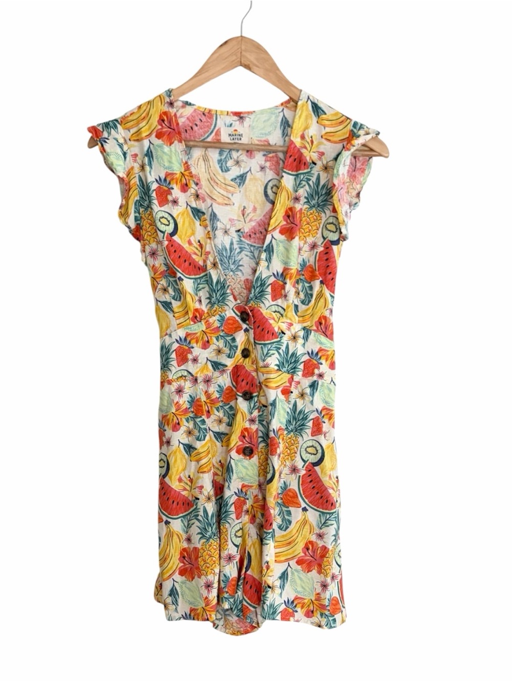 Marine Layer Yellow Tropical Fruit Camila Romper Small - Picture 2 of 5